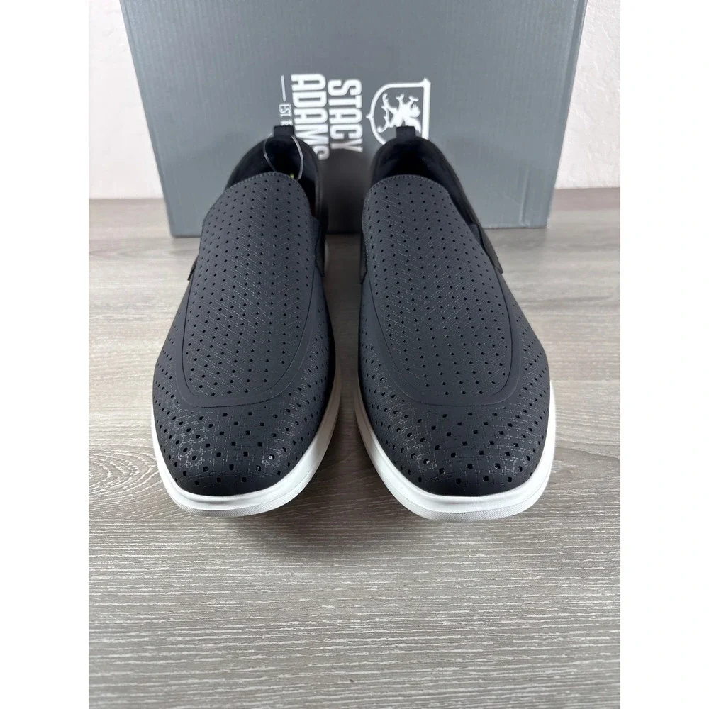 Stacy Adams Remy Mens 13 M Black Perforated Slip On Sneakers‎ Redzone 25658-001